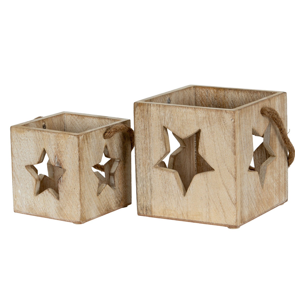 Washed Wood Large Star Tealight Candle Holder - image 4