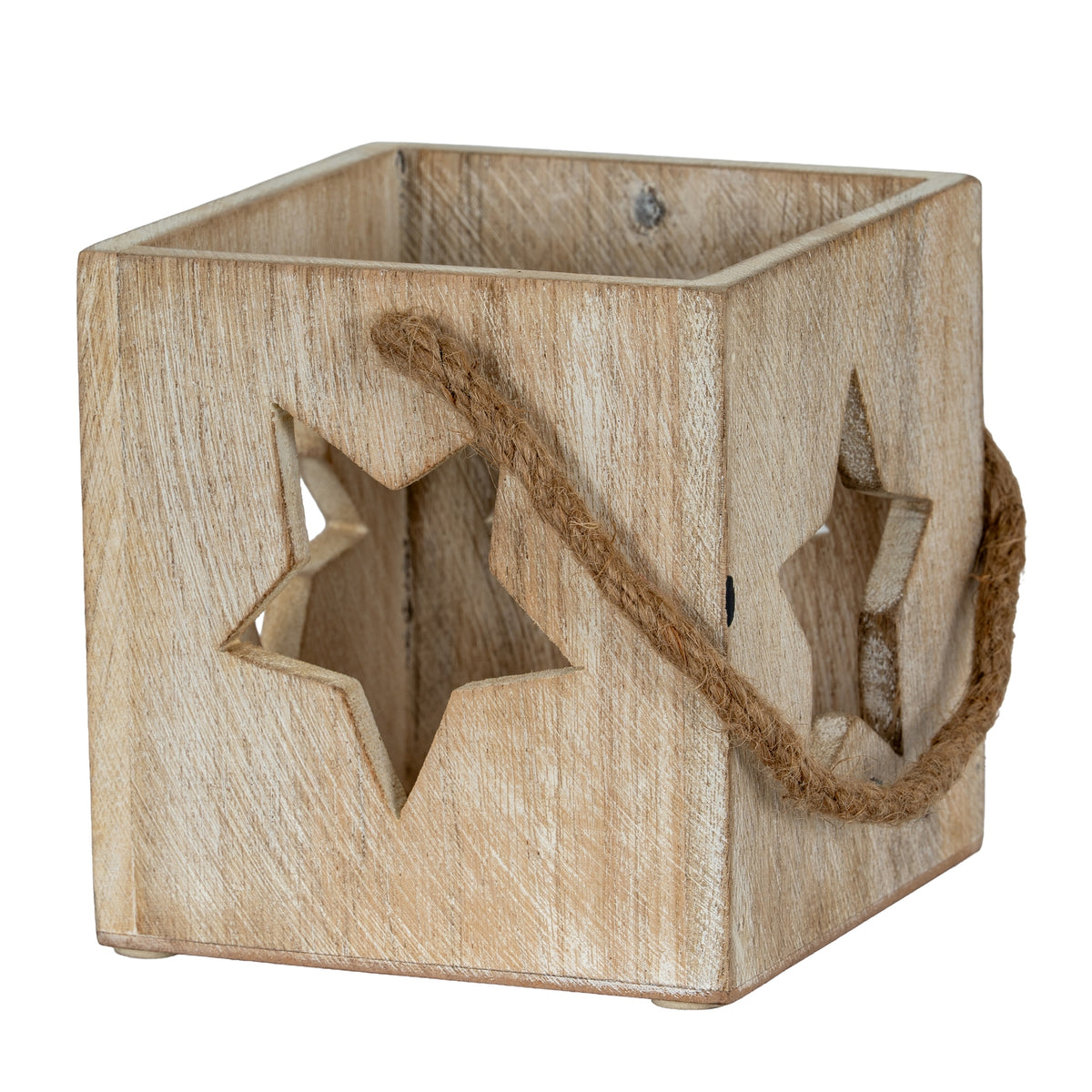 Washed Wood Large Star Tealight Candle Holder - image 1