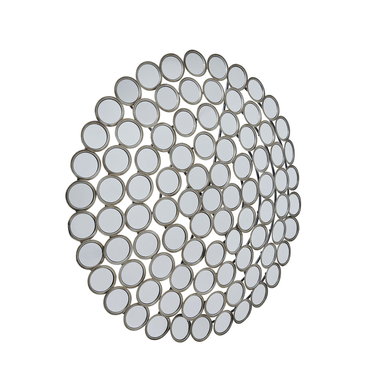Large Round Convex Antiqued Silver Multi Mirror - image 1