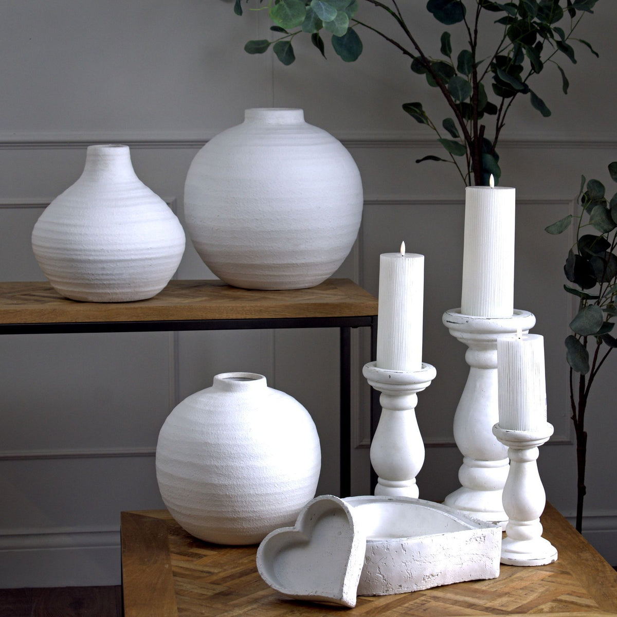 Small Matt White Ceramic Candle Holder - image 3