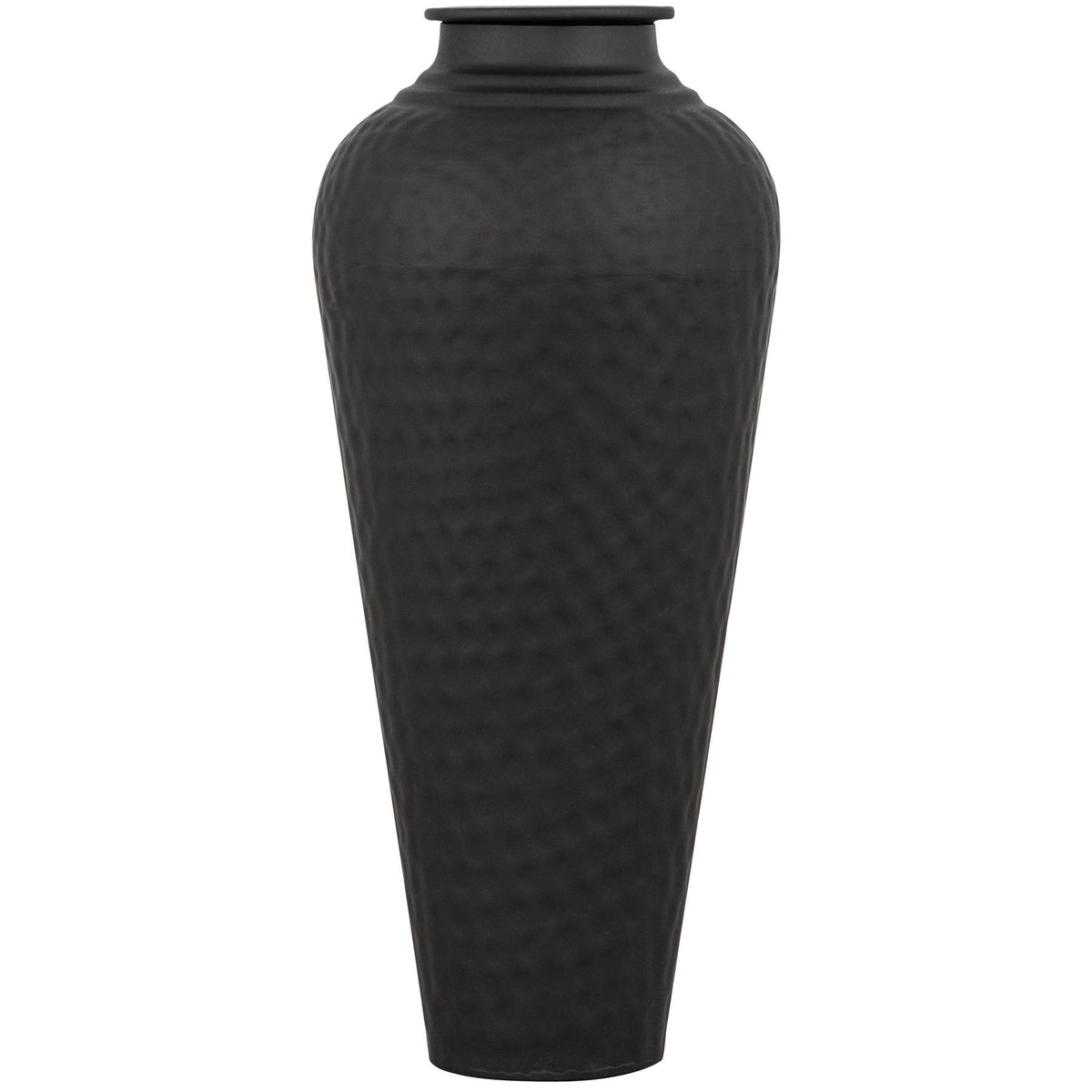 Matt Black Hammered Vase With Lid - image 3