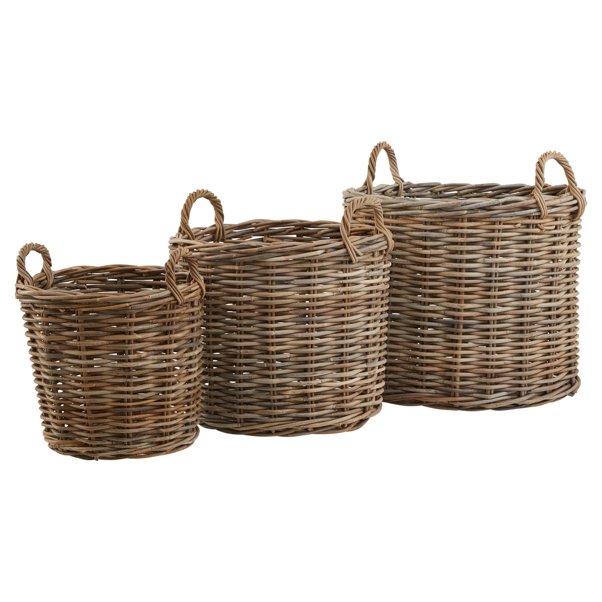 Set of 3 Kubu Rattan Round Storage Baskets - image 2