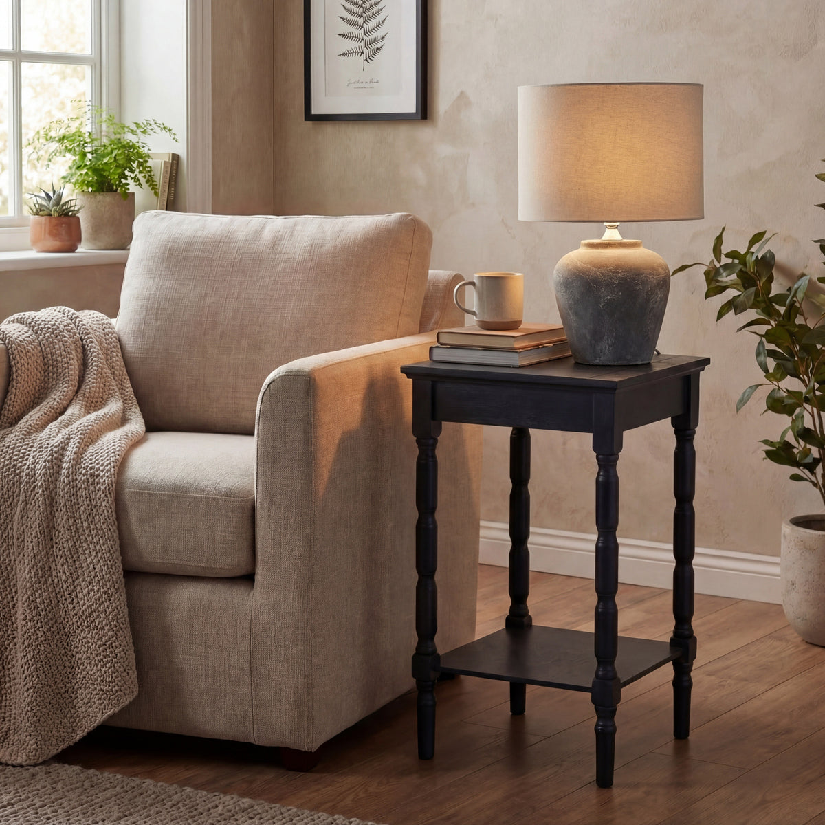 Amalfi Grey Table Lamp With Linen Shade - image 1