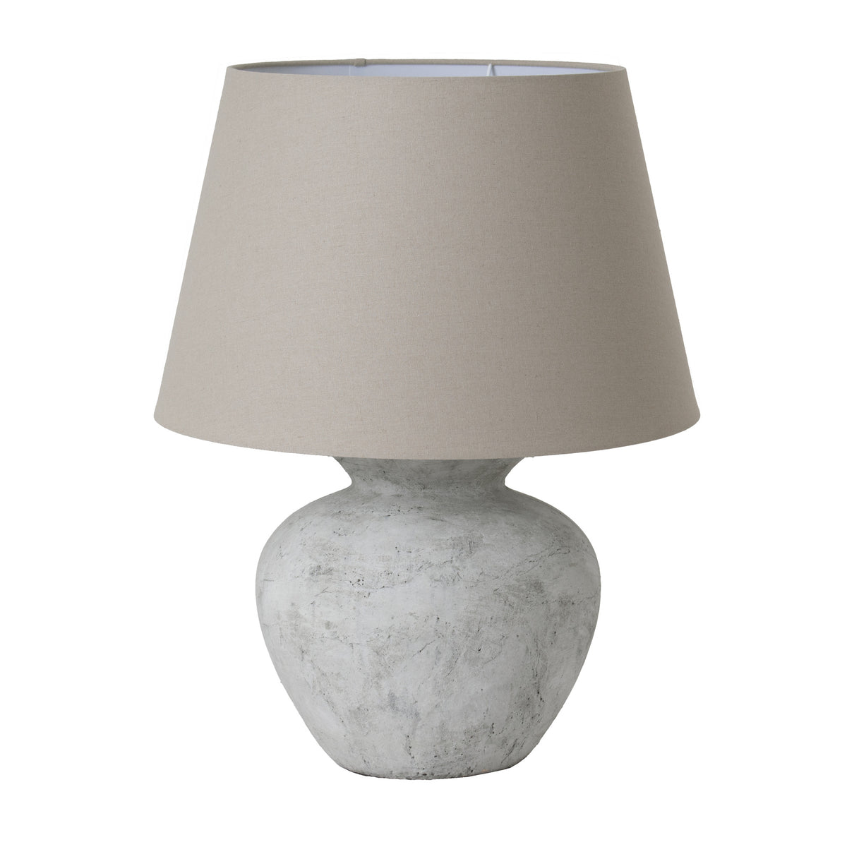 Darcy Antique White Round Table Lamp With Linen Shade - image 1