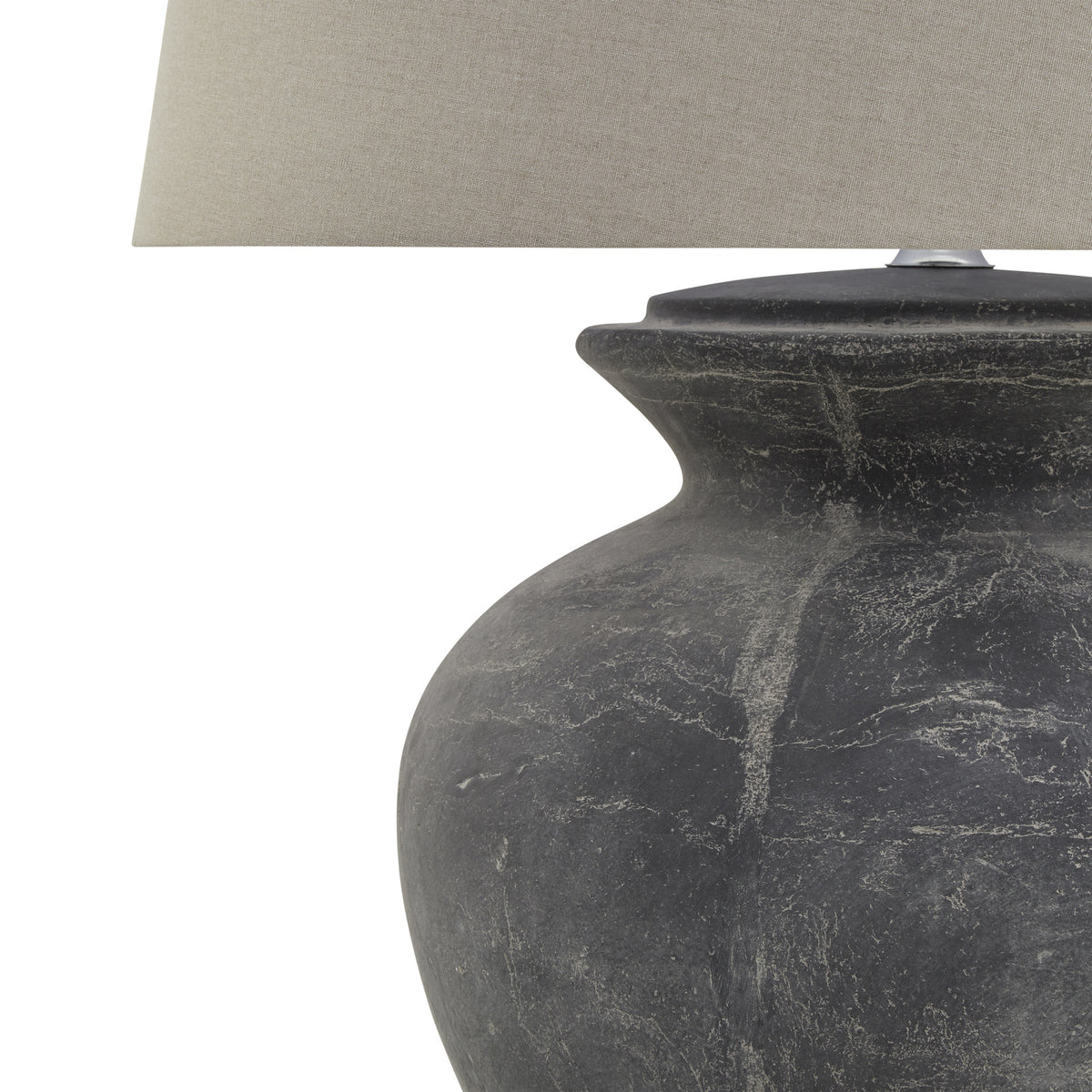 Amalfi Grey Round Table Lamp With Linen Shade - image 3