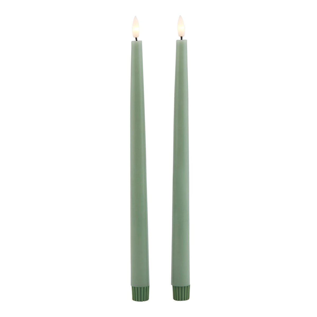 Luxe Collection S/2 Sage LED Wax Dinner Candles - image 2