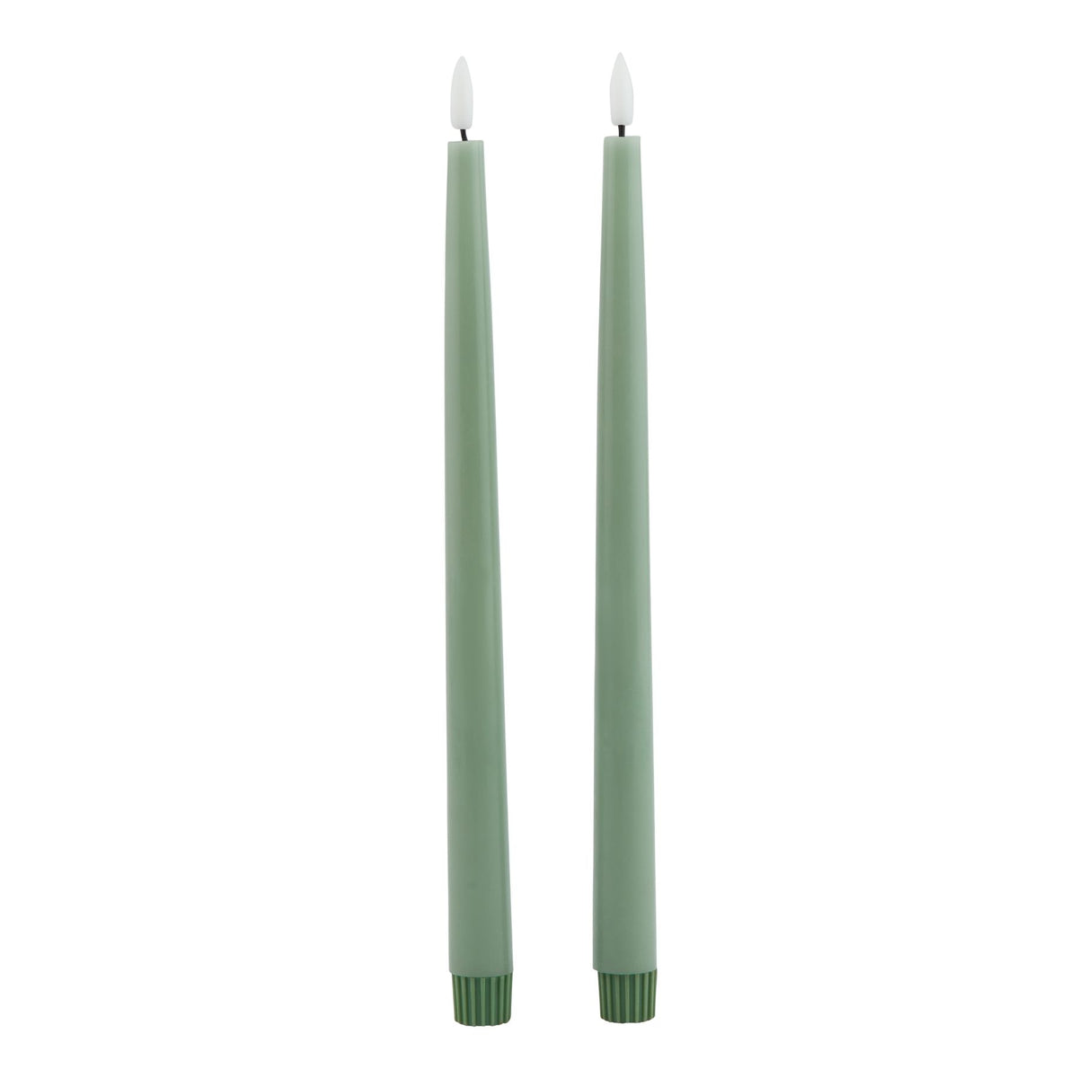 Luxe Collection S/2 Sage LED Wax Dinner Candles - image 1