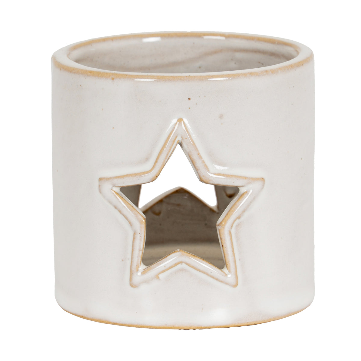 White Ceramic Star Cut-Out Tealight Holder - image 1