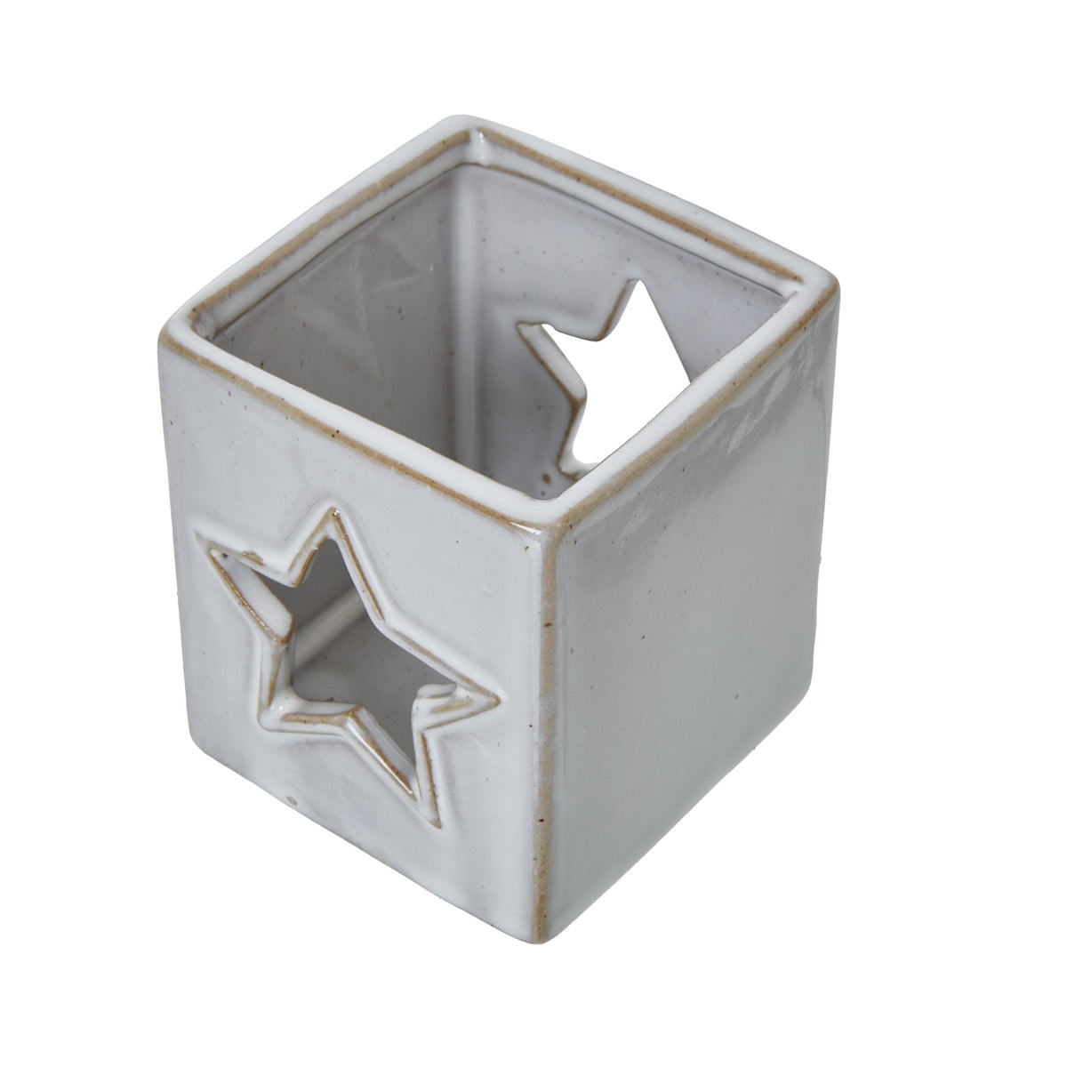 White Ceramic Star Cut-Out Square Tealight Holder - image 3