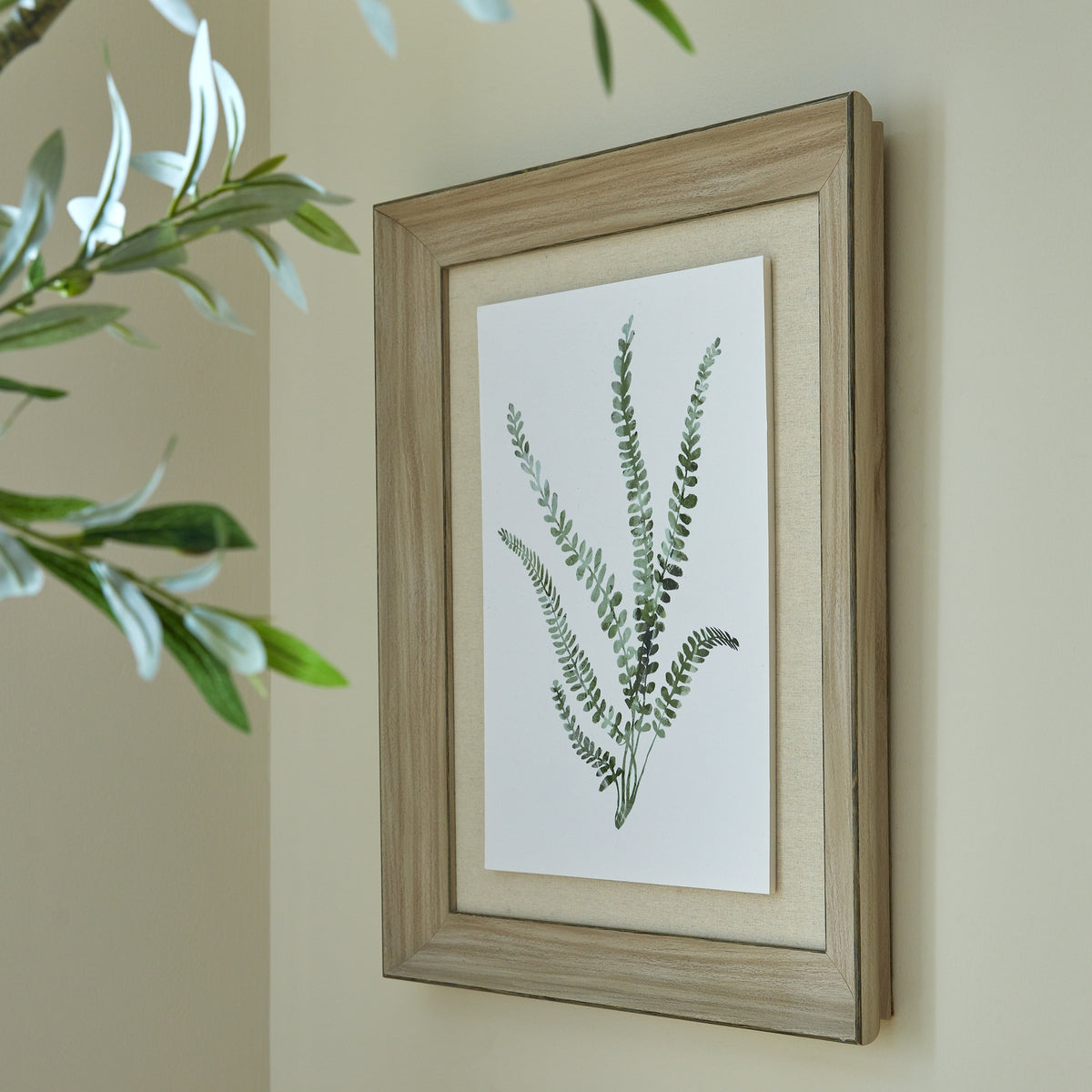 Watercolour Delicate Fern In Washed Wood Frame - image 4
