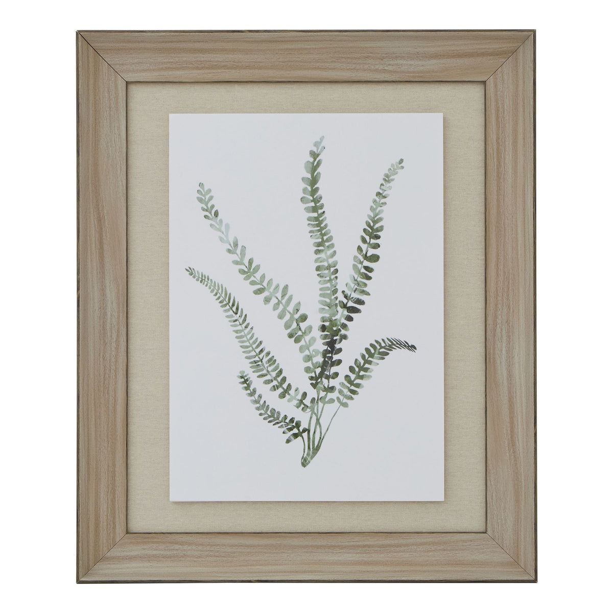 Watercolour Delicate Fern In Washed Wood Frame - image 1