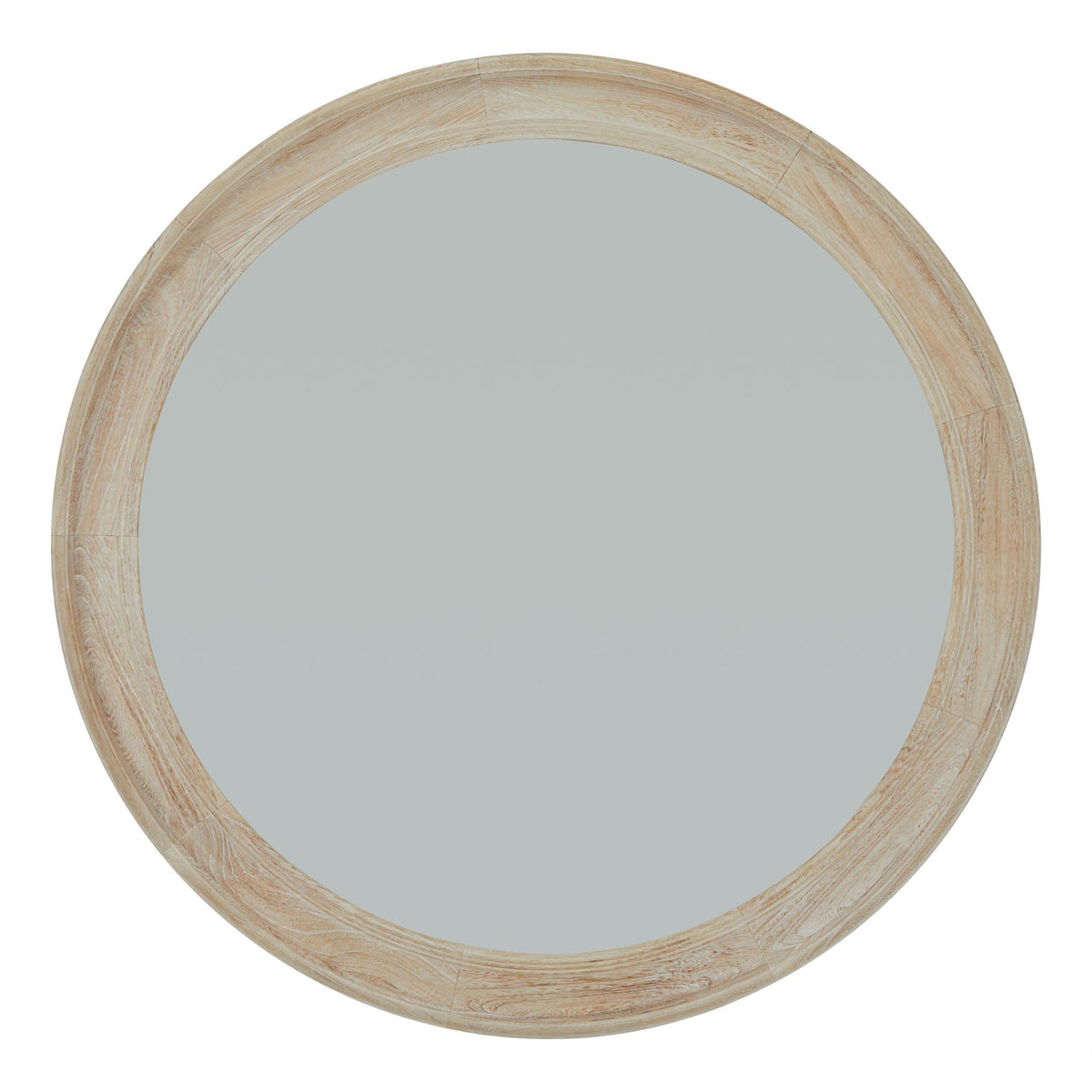 Washed Wood Round Framed Large Mirror - image 1
