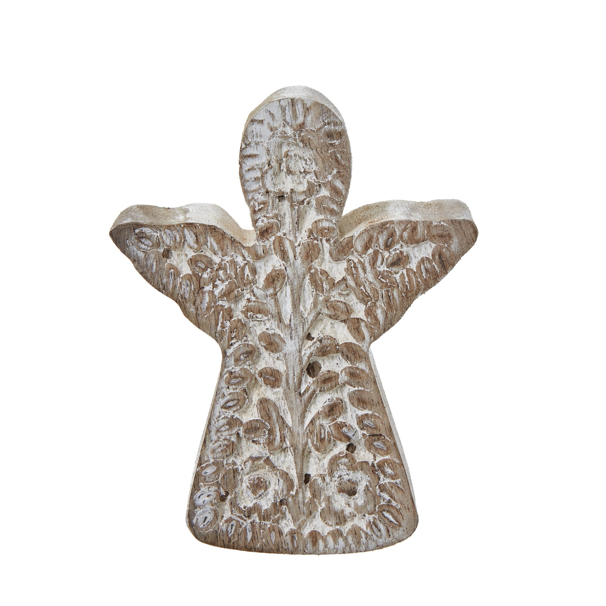 White Wash Collection Patterned Angel Decoration - image 3