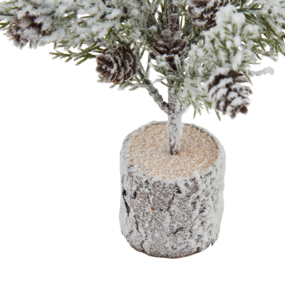 Small Snowy Fir Tree With Pinecones In Wood Log - image 3