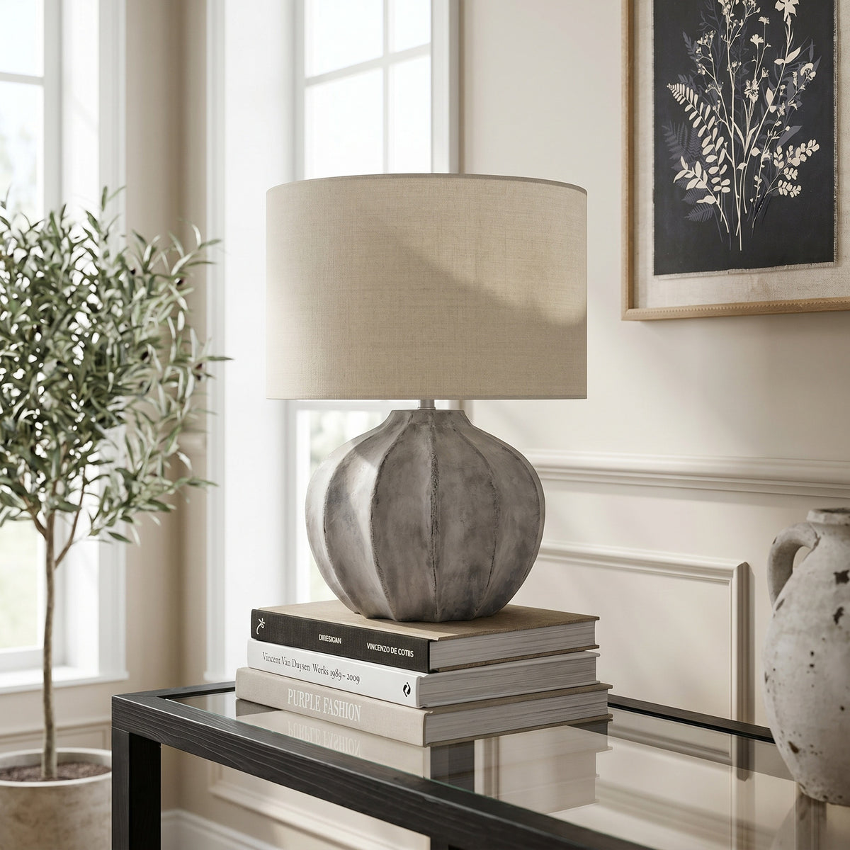 Darcy Antique White Flute Lamp - image 3
