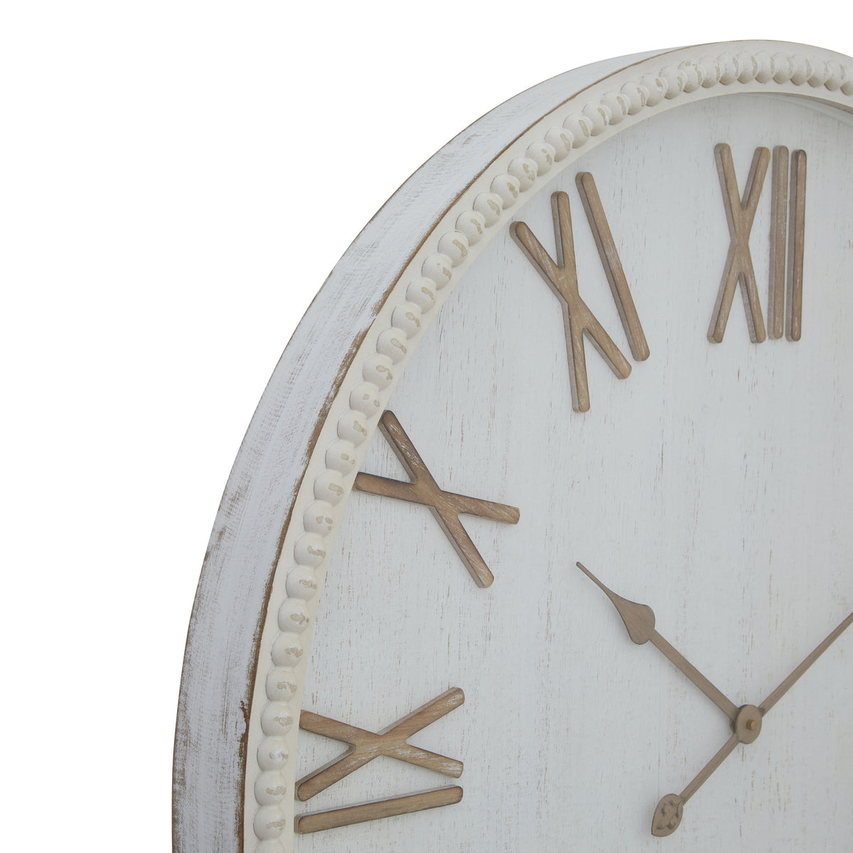 Large Rustic White Clock With Beaded Frame - image 3