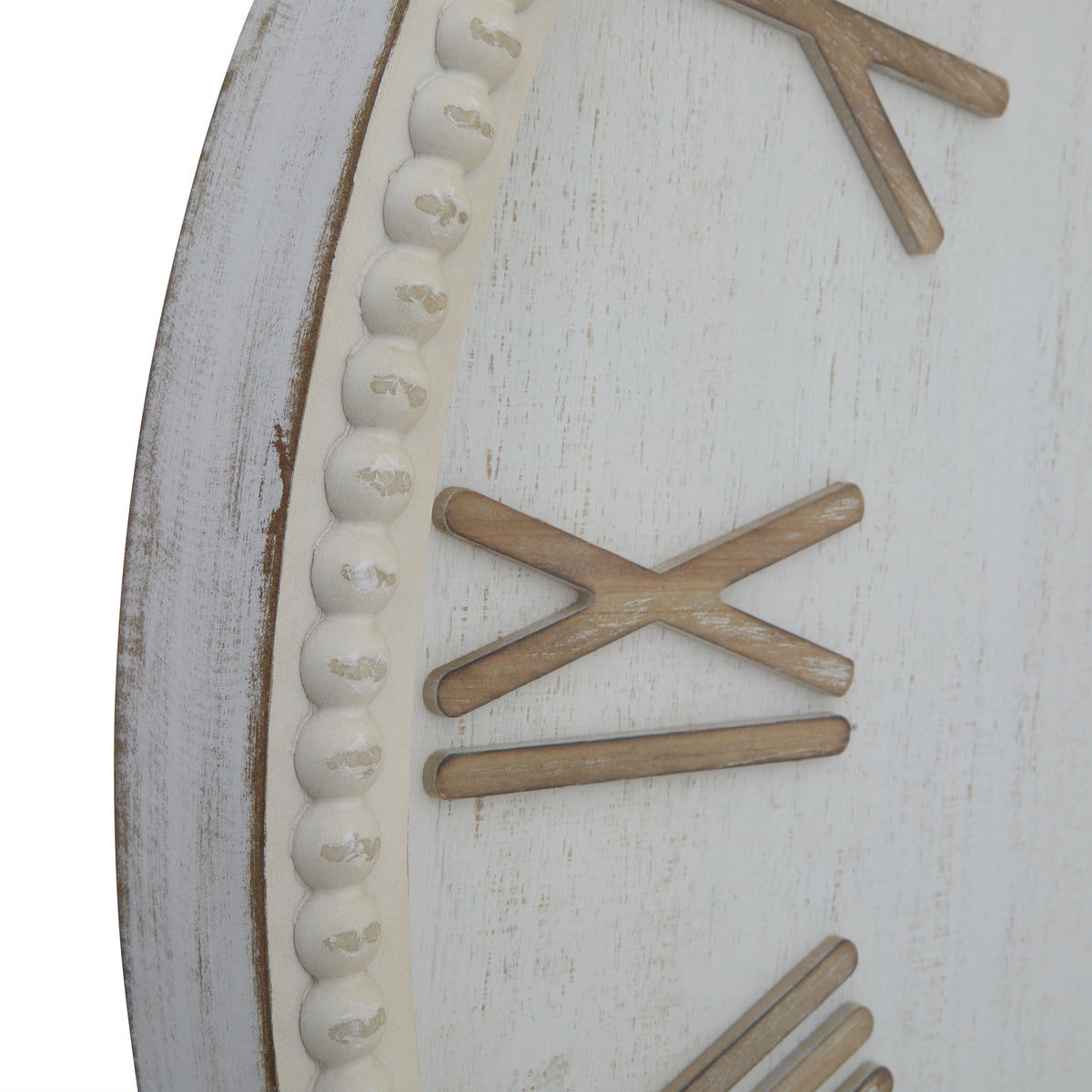 Large Rustic White Clock With Beaded Frame - image 4