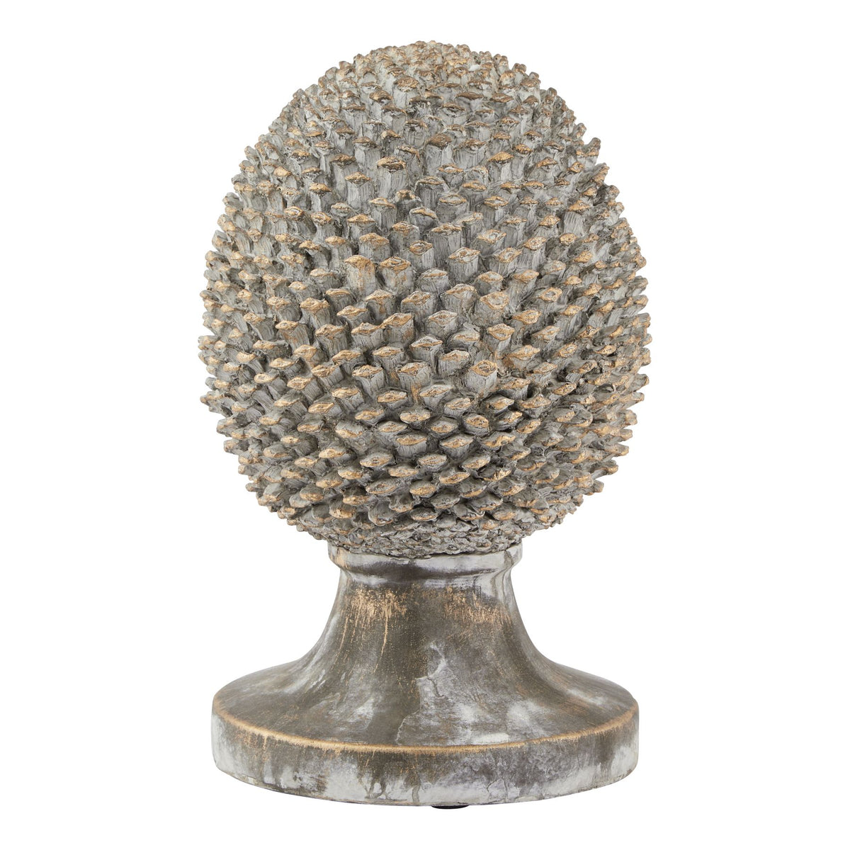 Large Stone Effect Pinecone Ornament With Gold Accents - image 1