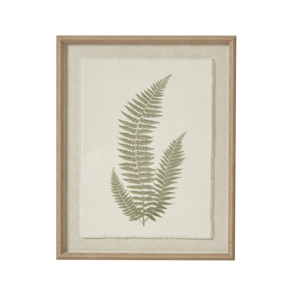Fern Art On Texture-Torn Paper With Beaded Frame - image 2