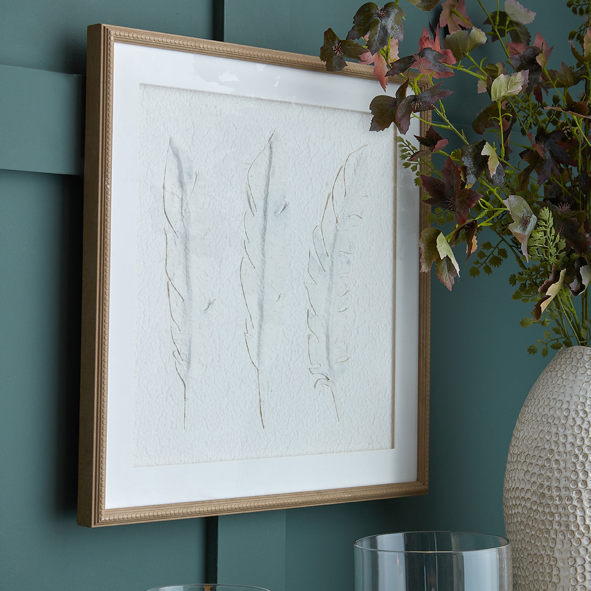 Solli White Feathers Art Mounted In Beaded Frame - image 5