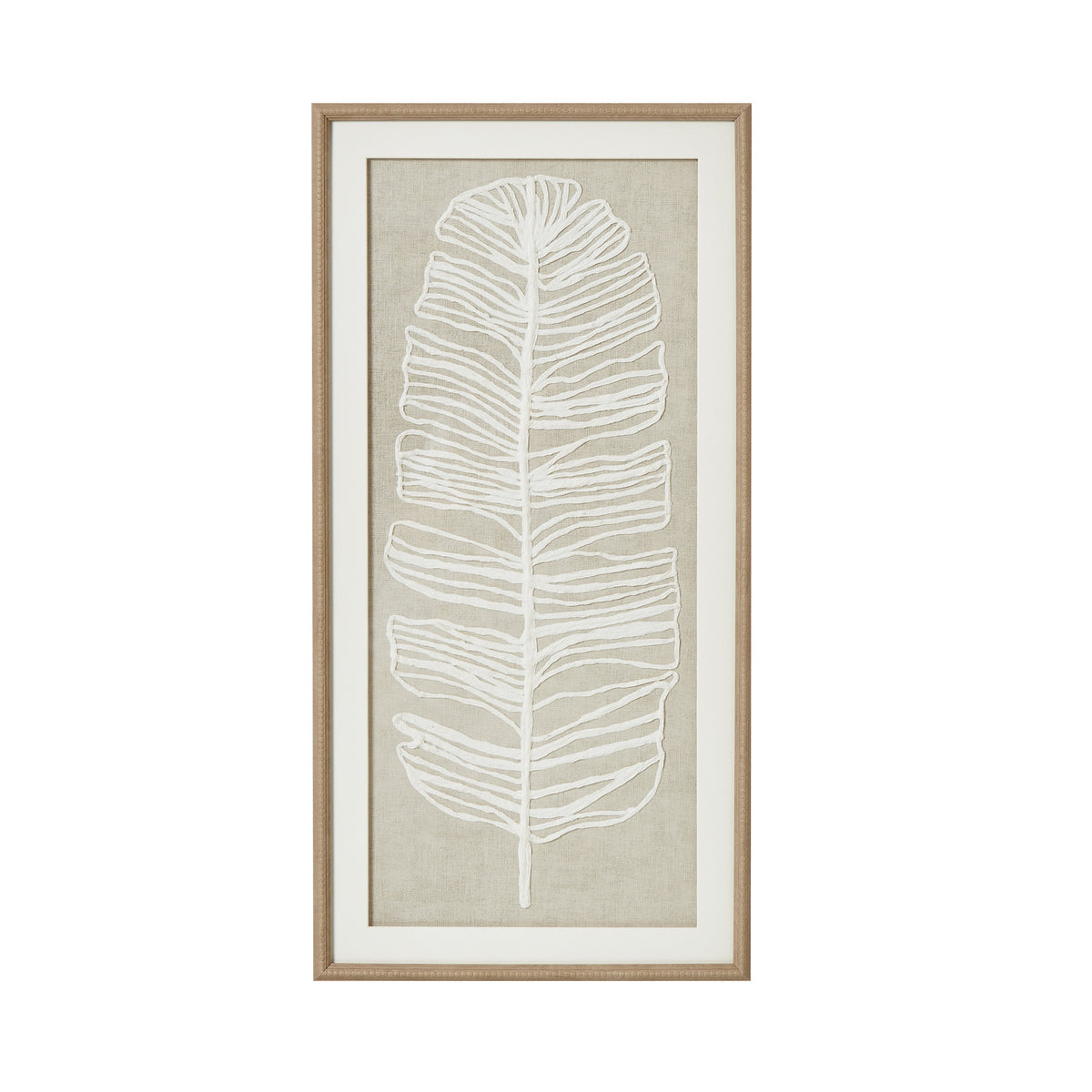 Large Plume White Feather Art Mounted In Beaded Frame - image 2