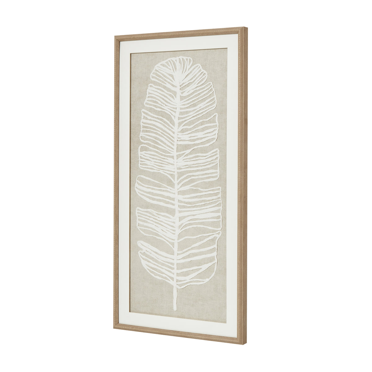 Large Plume White Feather Art Mounted In Beaded Frame - image 3