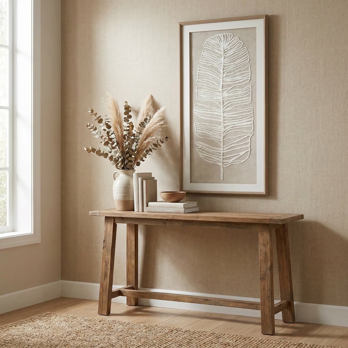 Large Plume White Feather Art Mounted In Beaded Frame - image 1