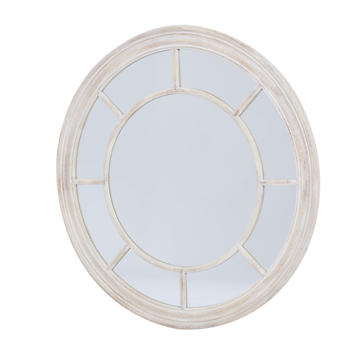 Washed Wood Framed Round Mirror - image 2