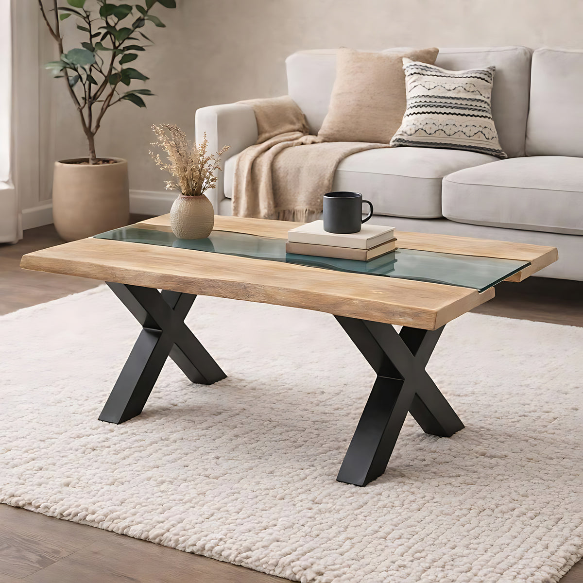 Live Edge Collection Light Acacia River Coffee Table - image 1