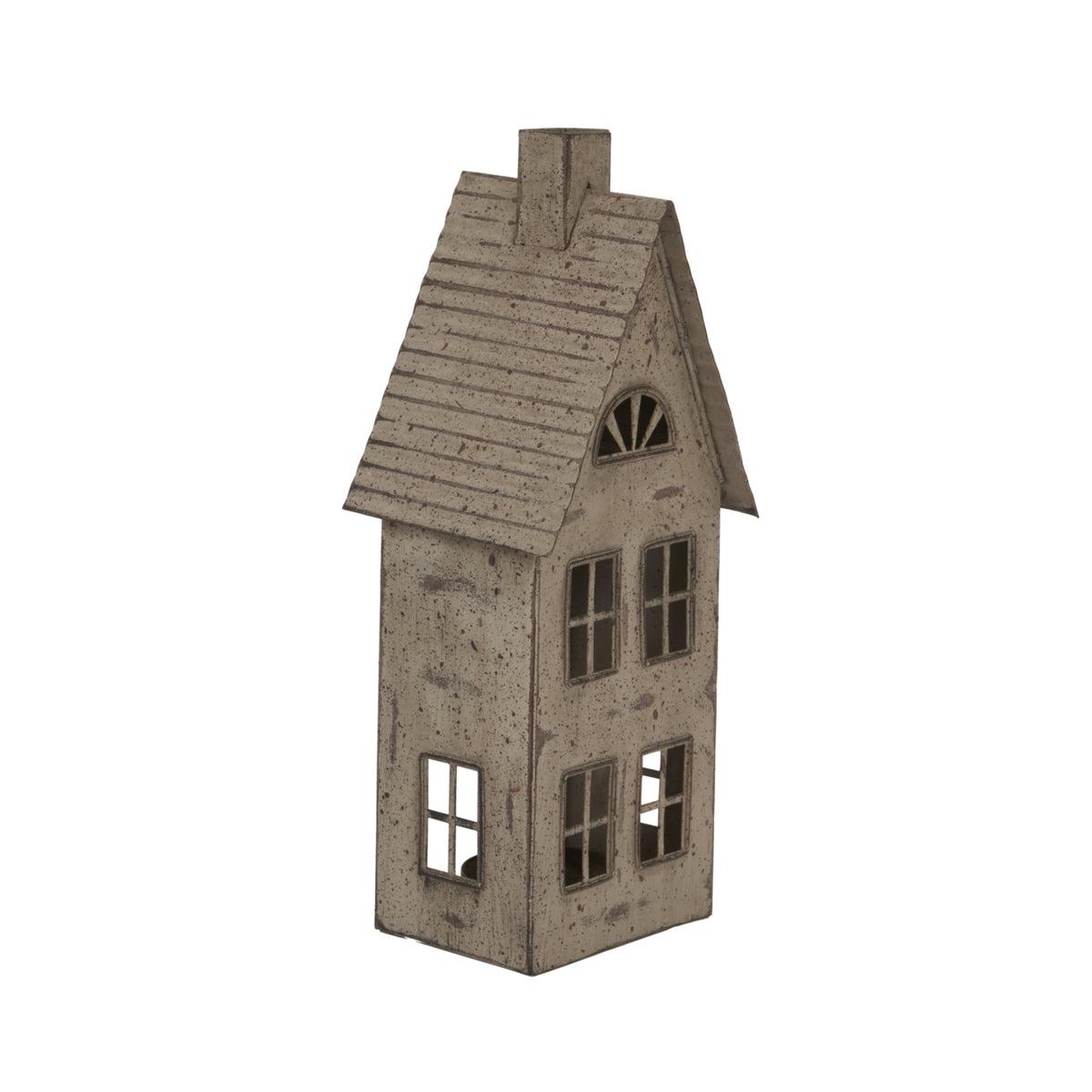 Tall Rustic Metal House Tealight With Glass Votive - image 2