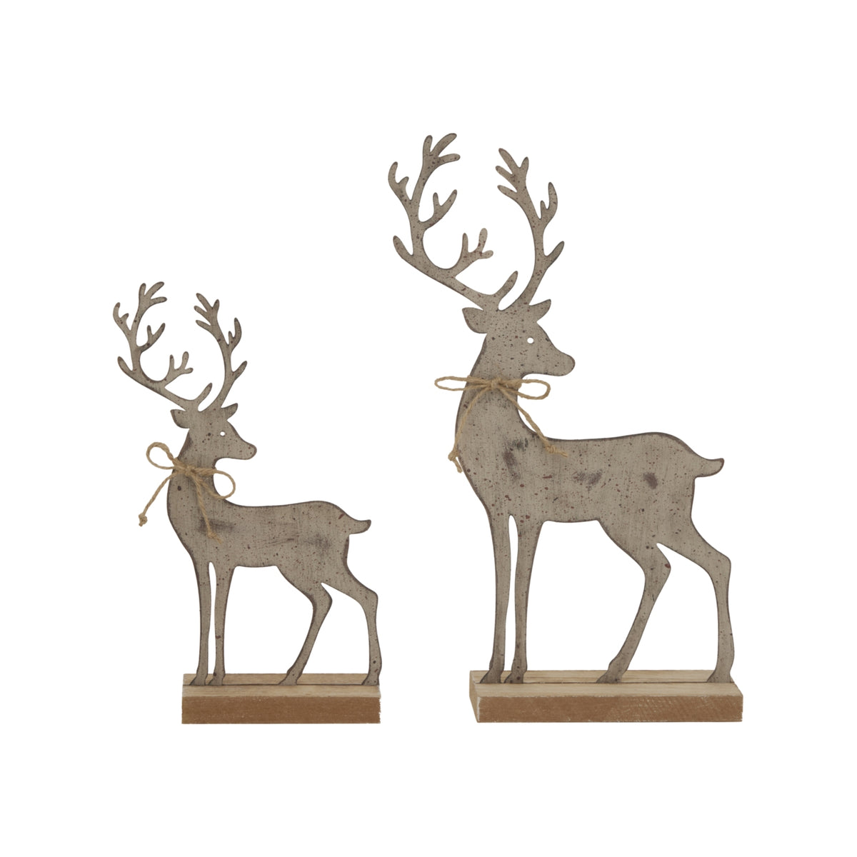 Large Rustic Metal Reindeer On Wood Stand - image 3