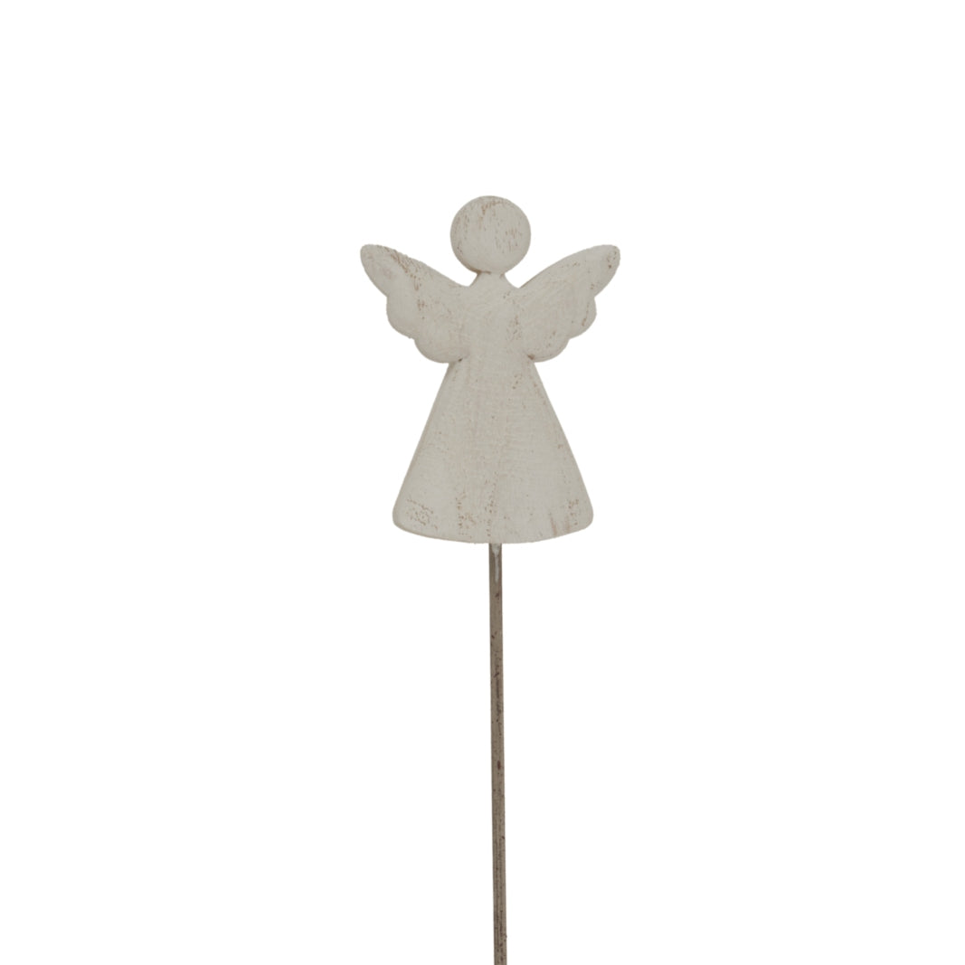 Whitewashed Rustic Angel On Stand - image 1