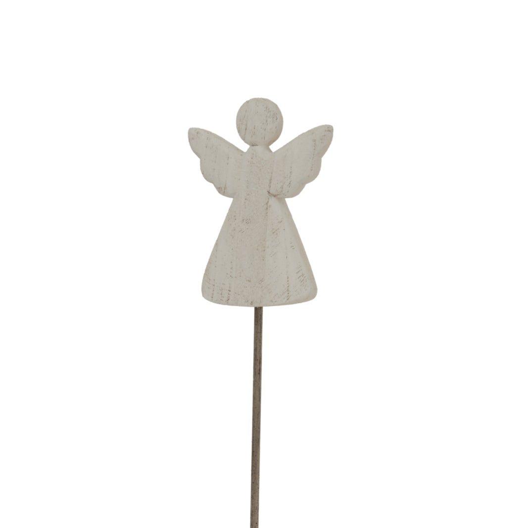 Large Whitewashed Rustic Angel On Stand - image 2