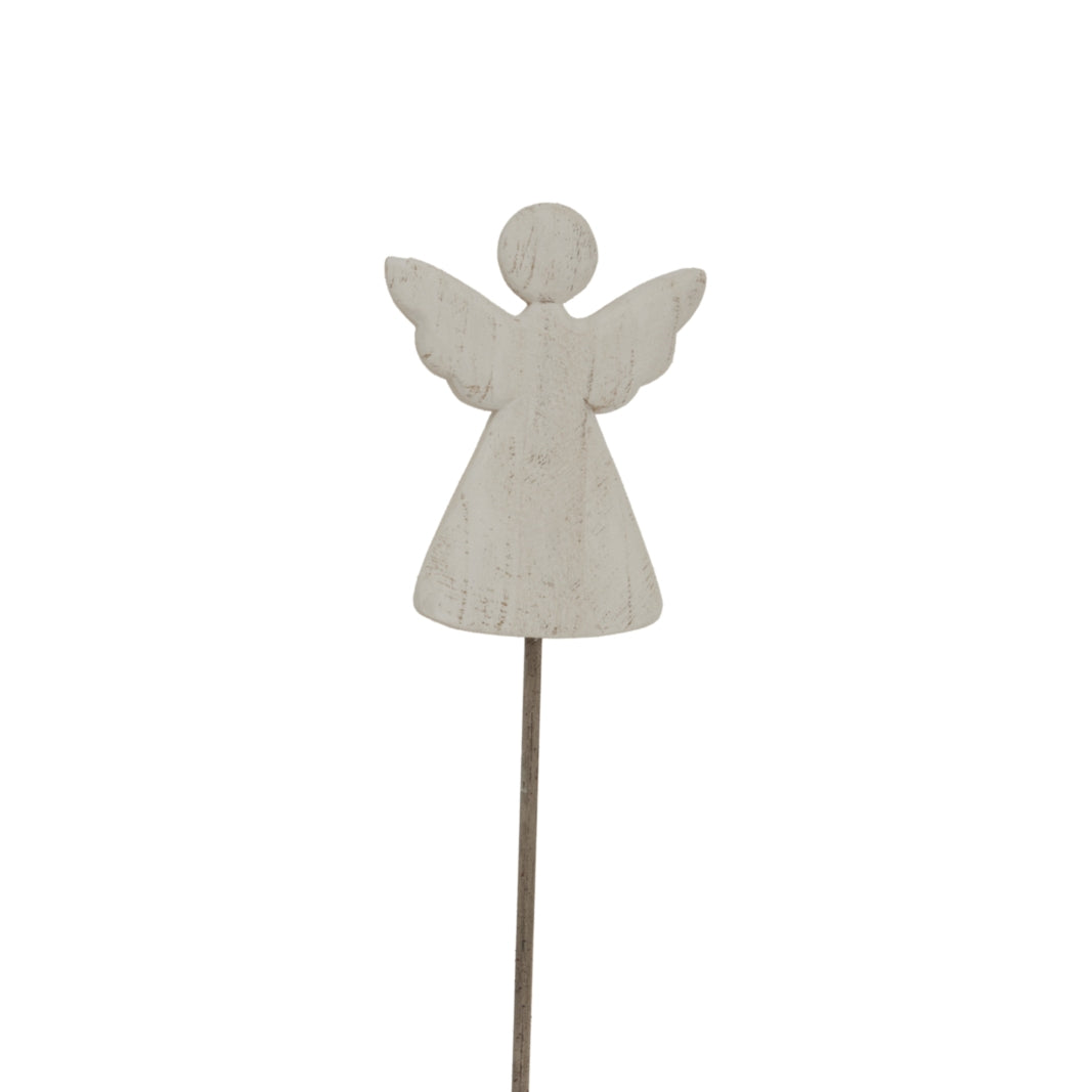 Large Whitewashed Rustic Angel On Stand - image 1
