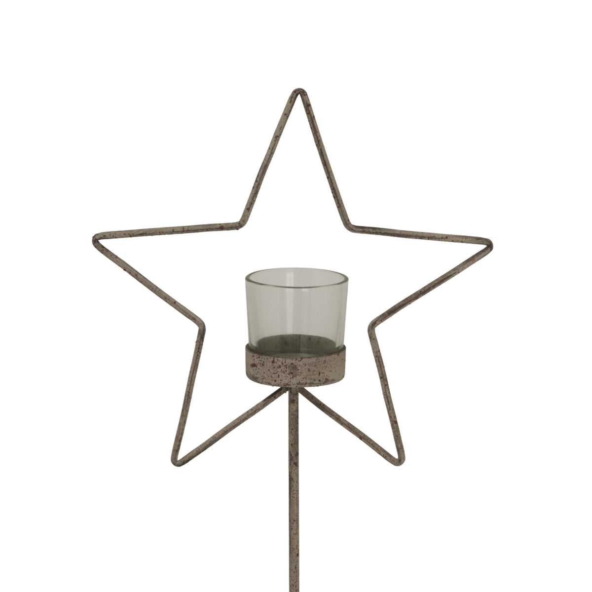 Natural Rustic Star On Wood Stand With Glass Votive - image 3