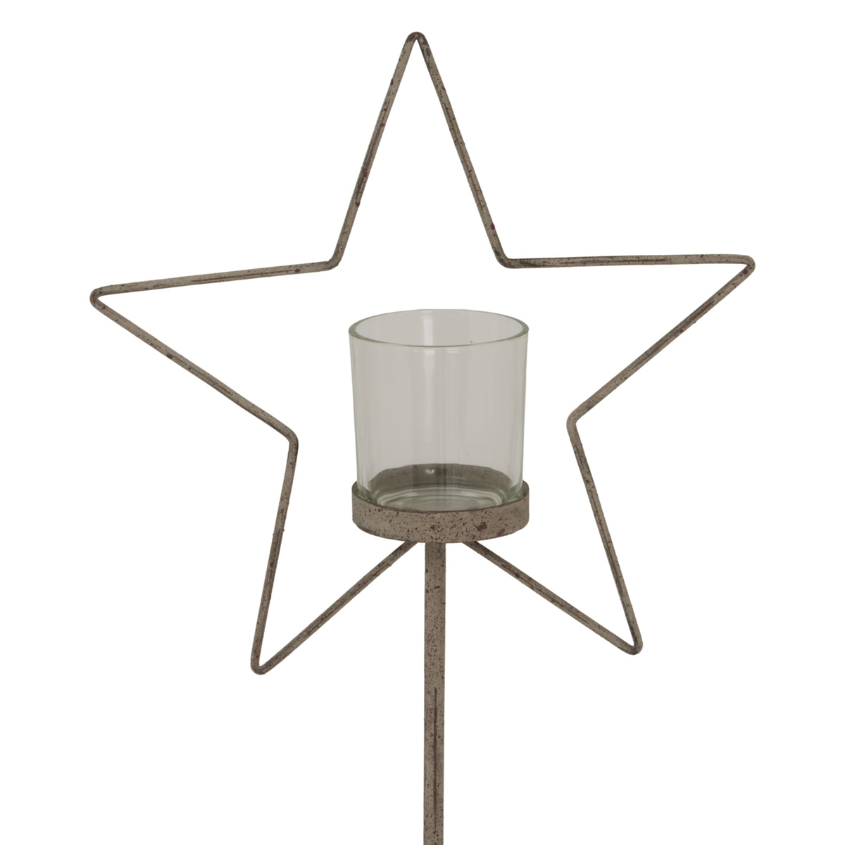 Large Natural Rustic Star On Wood Stand With Glass Votive - image 2
