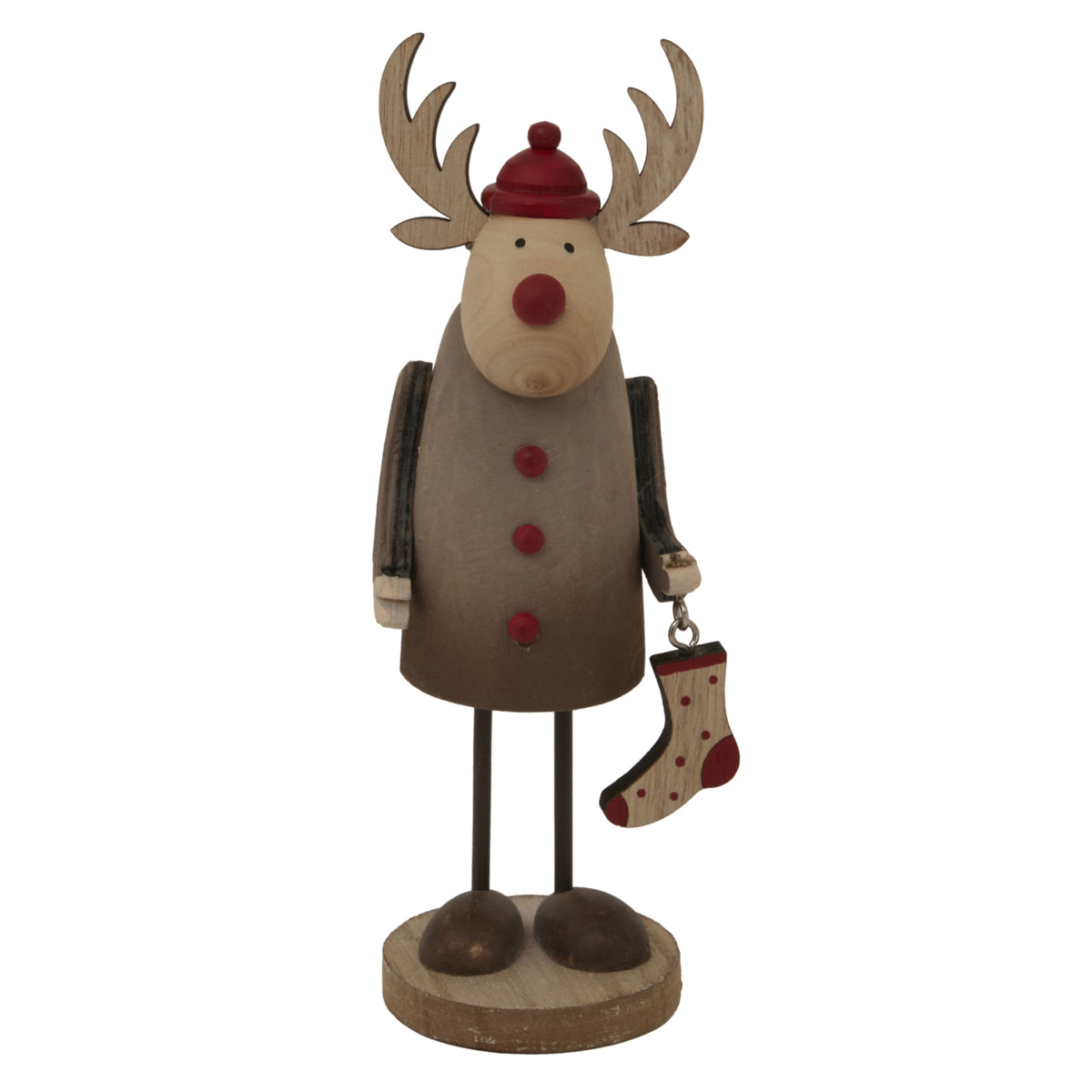 Rustic Rudolf With Stocking Decoration - image 1