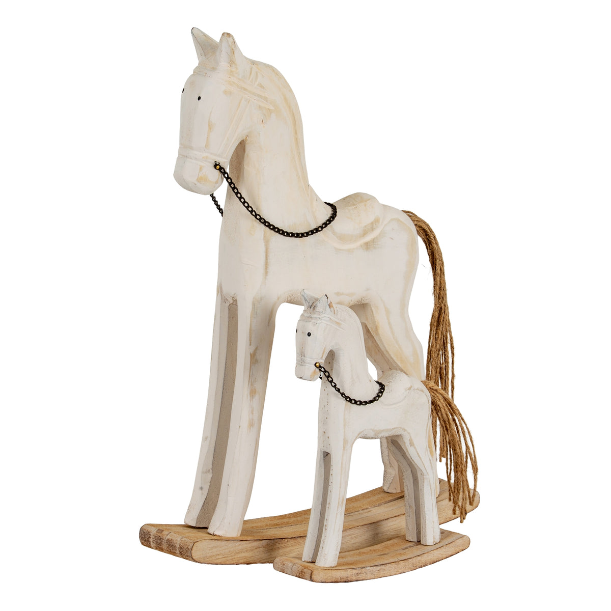 Large Whitewashed Rustic Rocking Horse - image 4