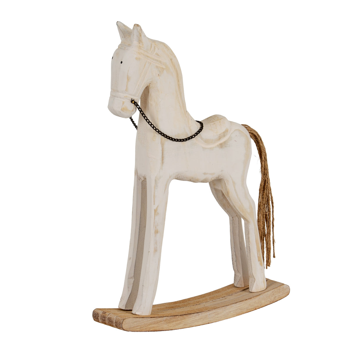 Large Whitewashed Rustic Rocking Horse - image 1