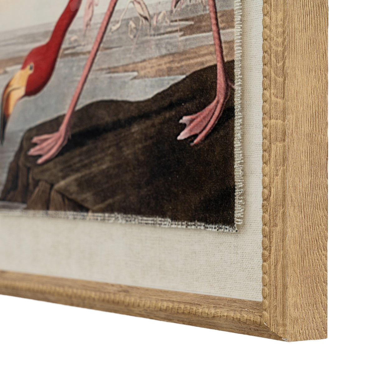 Flora & Fauna Collection Flamingo On Linen In Beaded Frame - image 2