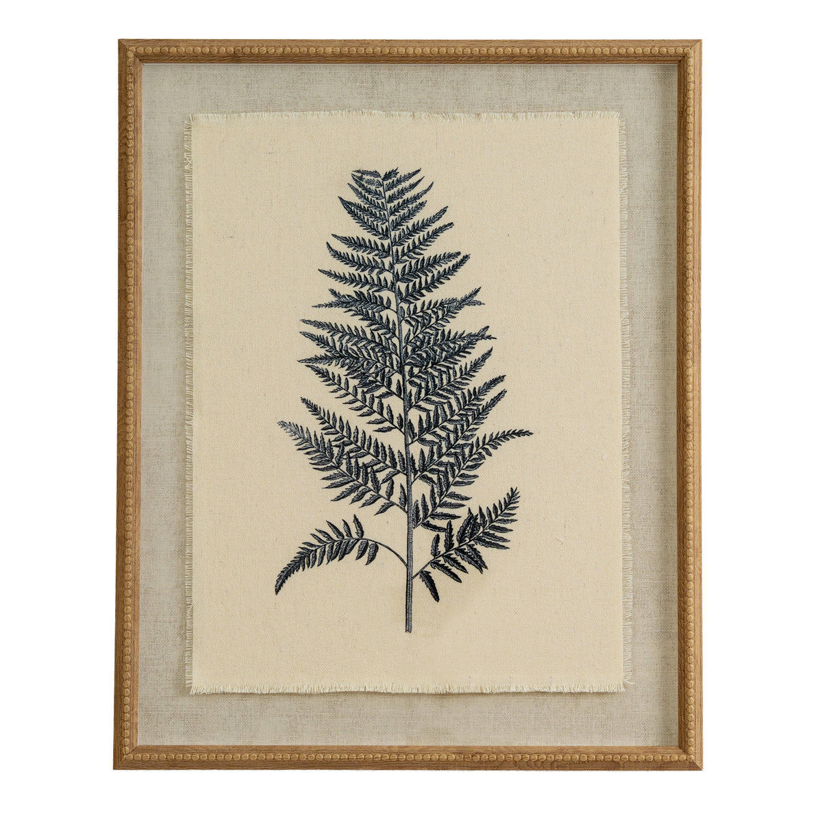 Flora & Fauna Collection Beech Fern On Linen In Beaded Frame - image 1