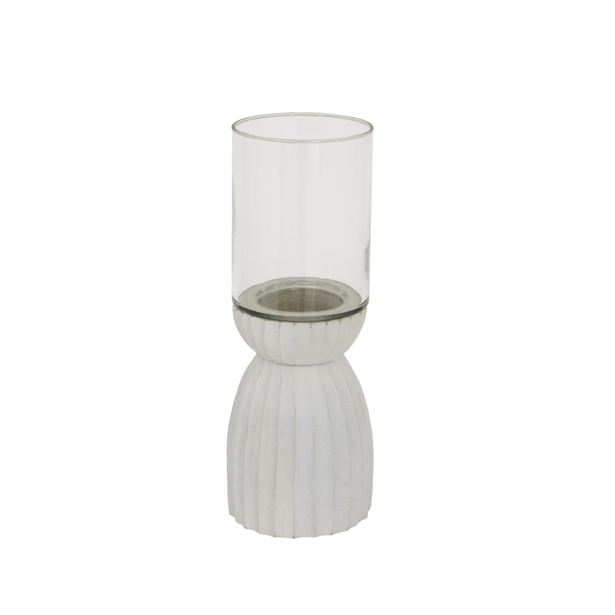 Large White Carved Hurricane Lantern - image 1