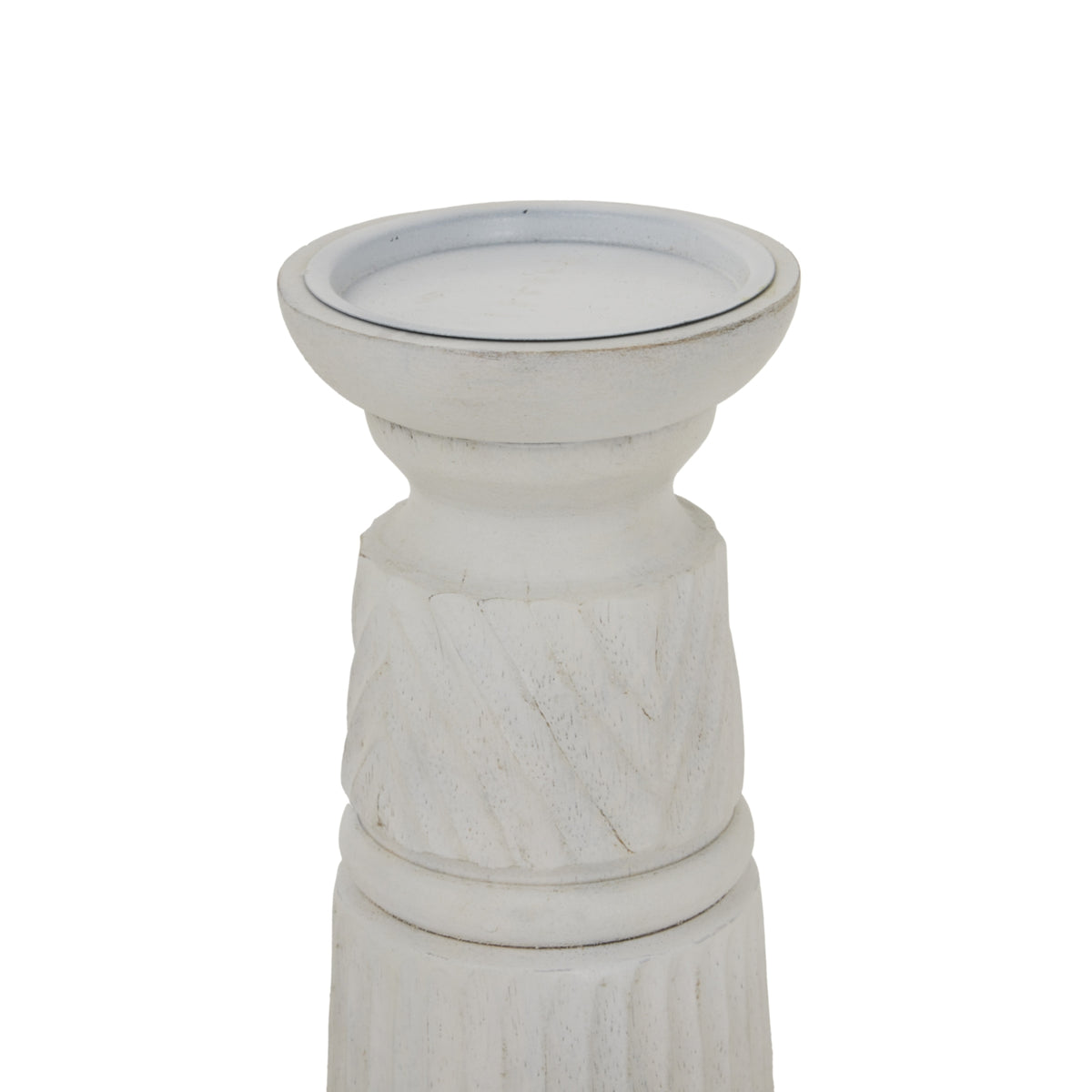 White Carved Candle Holder - image 2