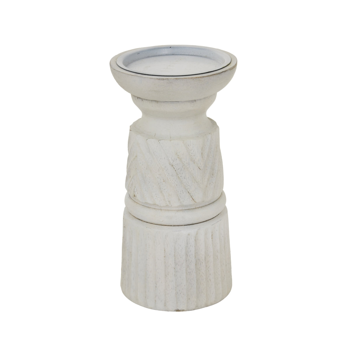 White Carved Candle Holder - image 1