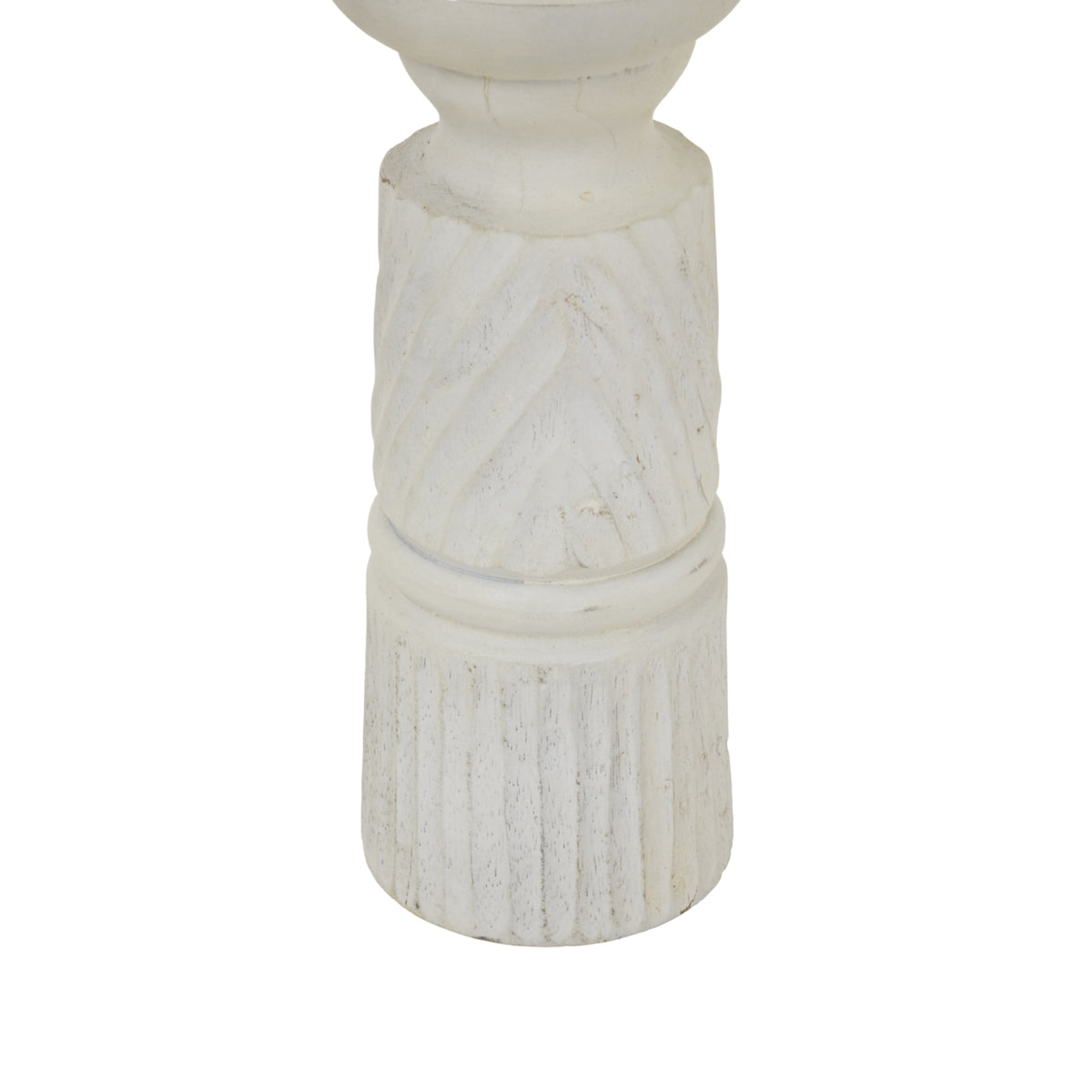 Medium White Carved Candle Holder - image 3