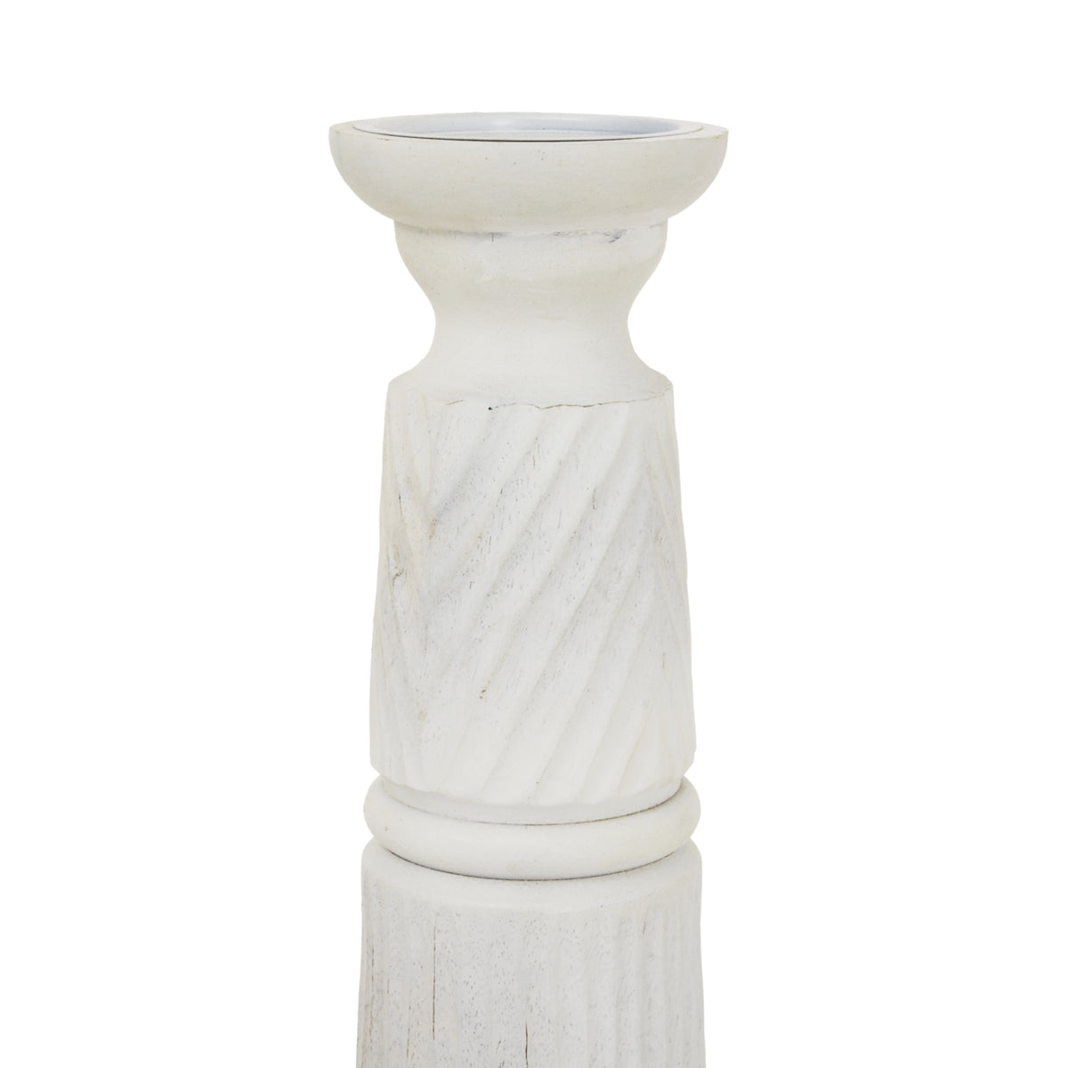 Large White Carved Candle Holder - image 2