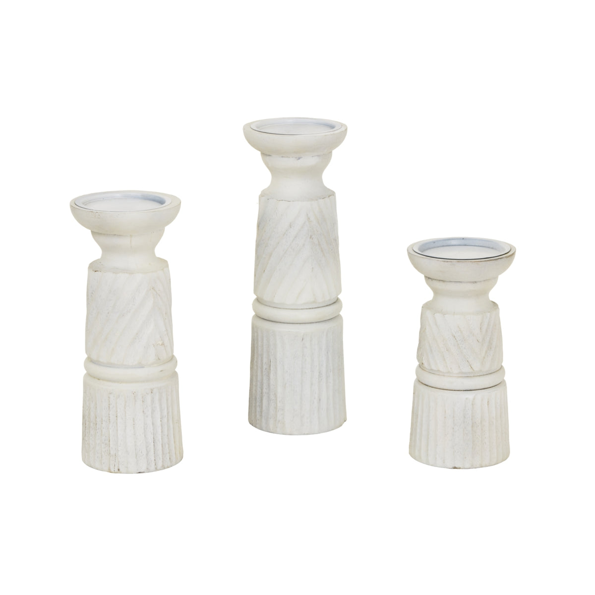 Large White Carved Candle Holder - image 4