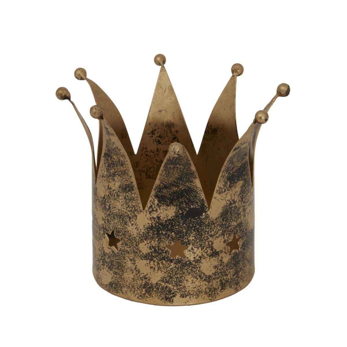 Antique Gold Crown Candle Holder - image 1