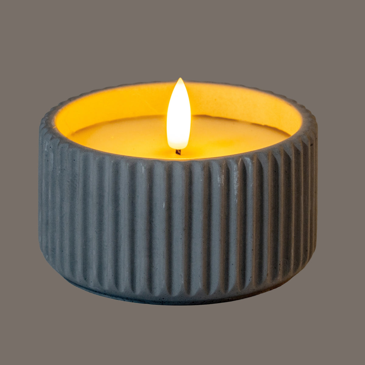 Luxe Collection Natural Glow Chalk Ribbed Small Led Candle - image 2