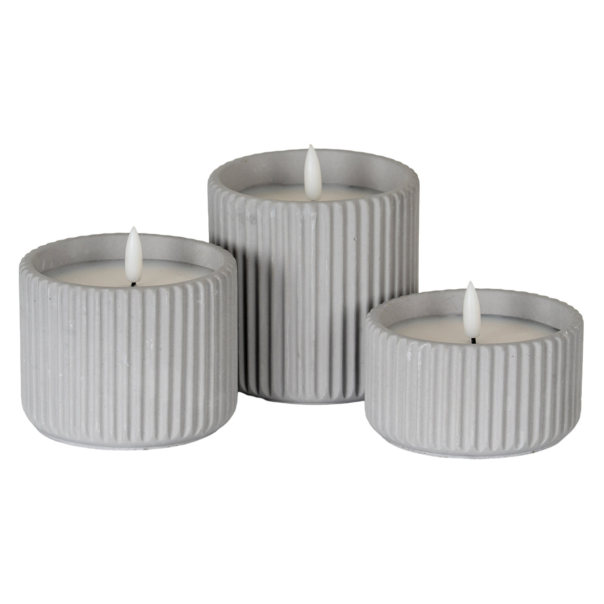 Luxe Collection Natural Glow Chalk Ribbed Medium Led Candle - image 3